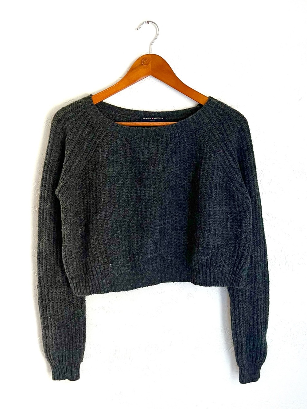 Brandy Melville Charcoal Cropped Crewneck Sweater